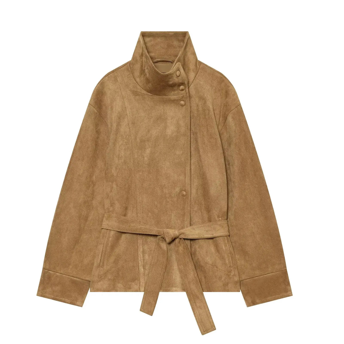 Harriet | Polished Belted Stand-Collar Faux Fur Coat