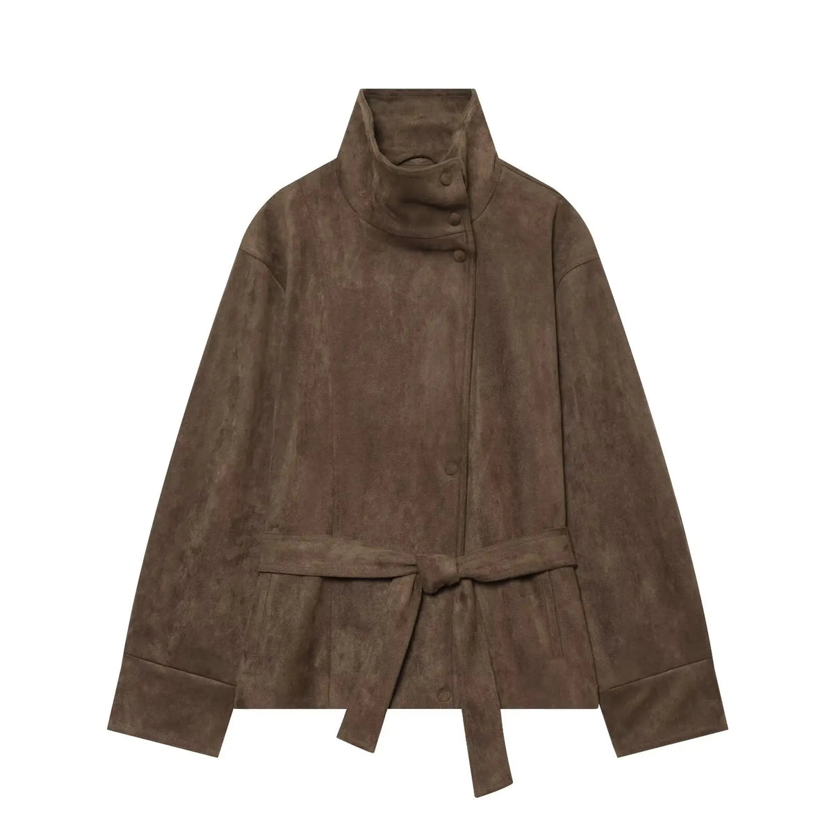 Harriet | Polished Belted Stand-Collar Faux Fur Coat