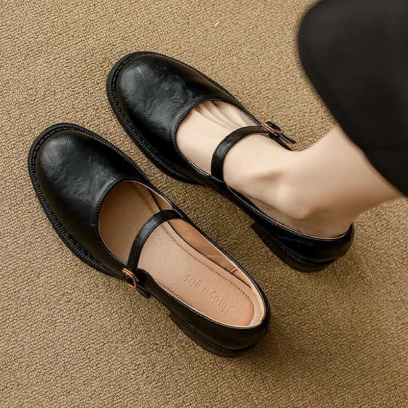 Harriet | Refined Round Toe Mary Jane Shoes with Buckle Strap