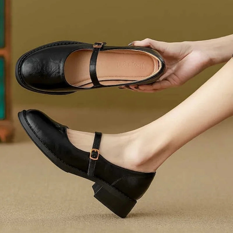 Harriet | Refined Round Toe Mary Jane Shoes with Buckle Strap