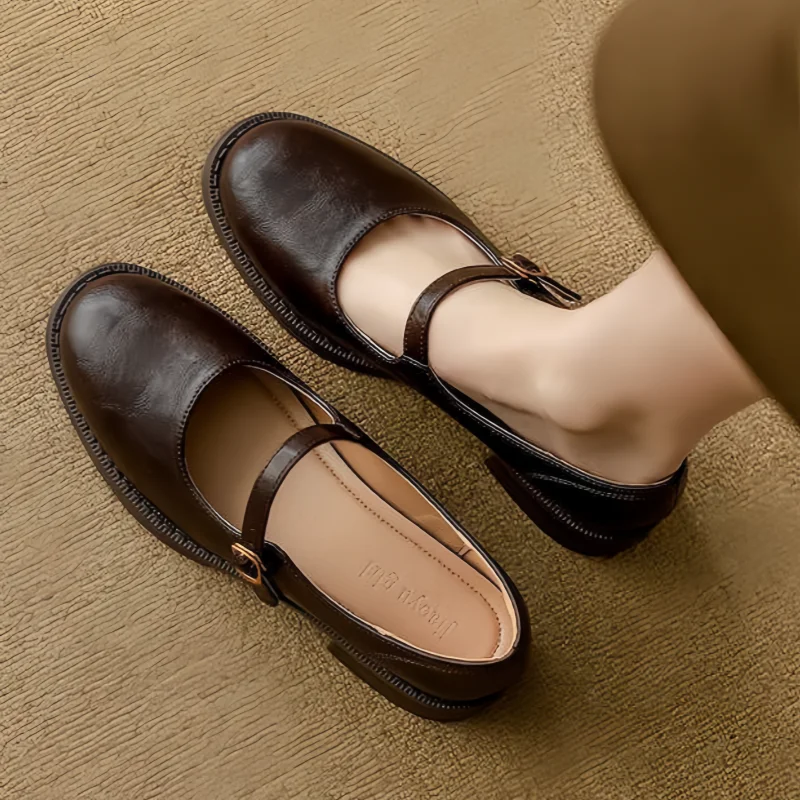Harriet | Refined Round Toe Mary Jane Shoes with Buckle Strap