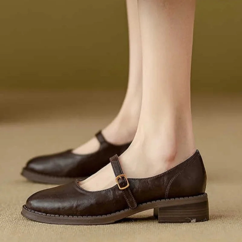 Harriet | Refined Round Toe Mary Jane Shoes with Buckle Strap