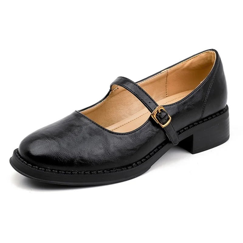 Harriet | Refined Round Toe Mary Jane Shoes with Buckle Strap