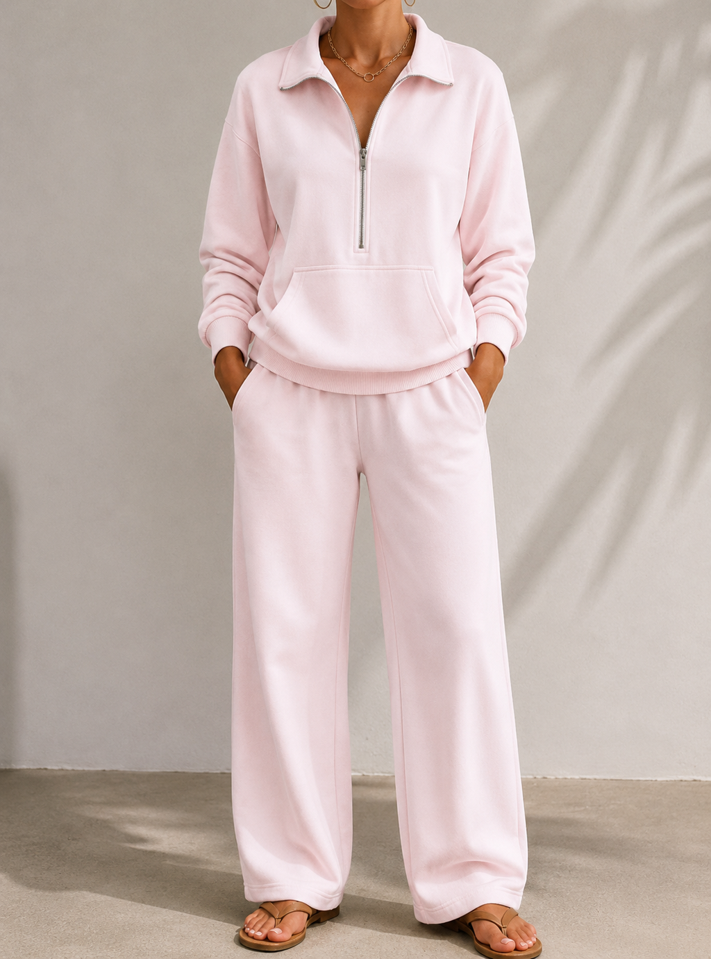 Harriet | Timeless Half Zip Wide Leg Tracksuit Set