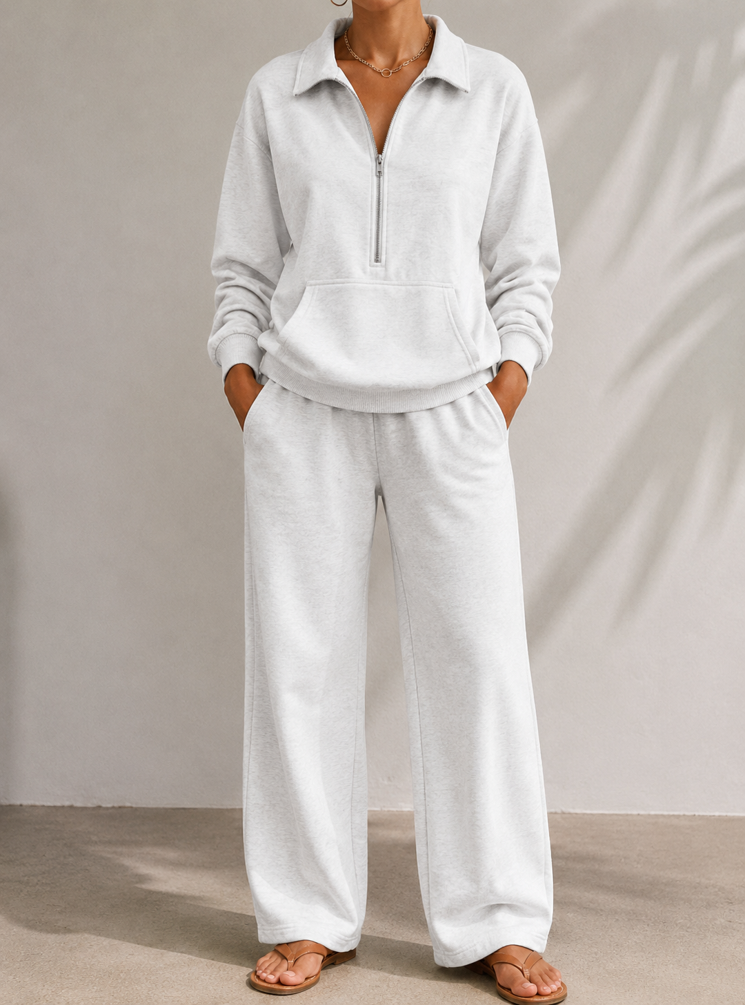 Harriet | Timeless Half Zip Wide Leg Tracksuit Set