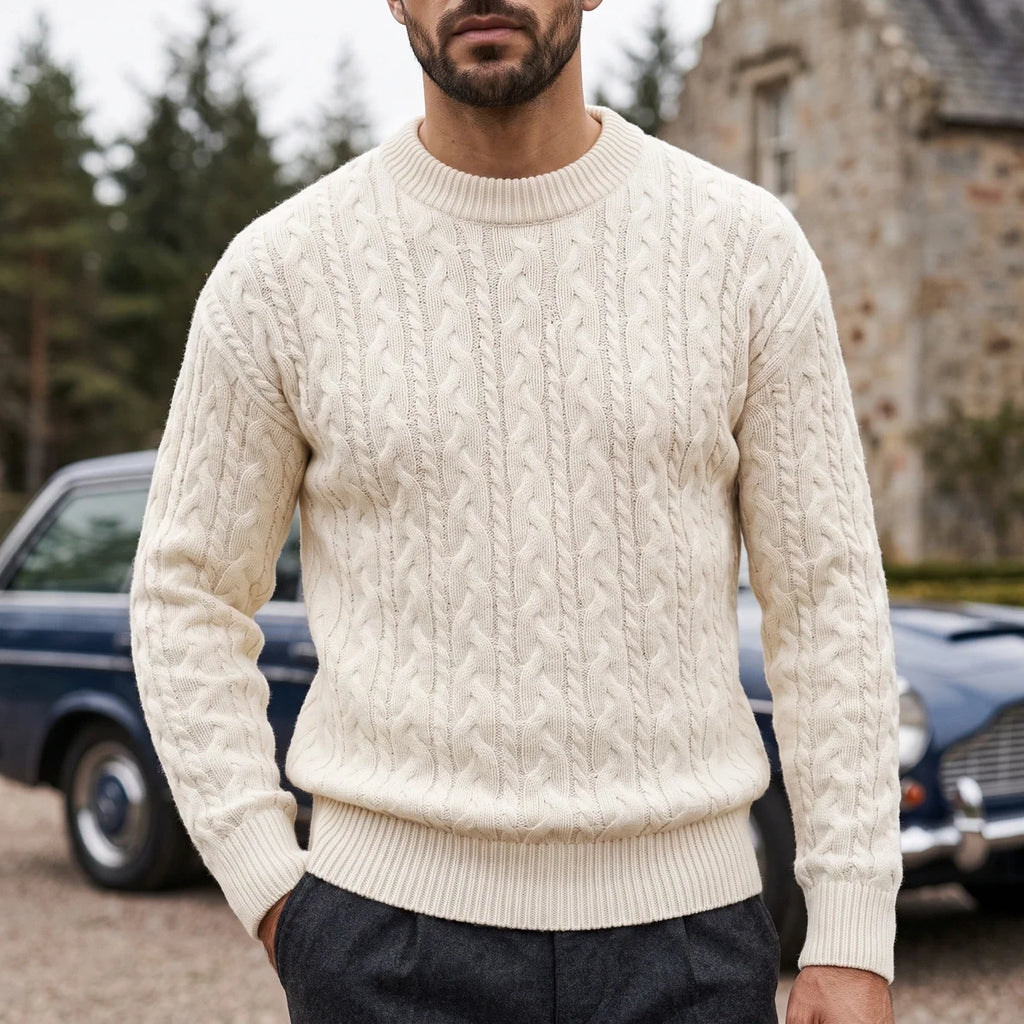 Harrison | Cosy Cable Knit Crew Neck Mens Knit Jumper