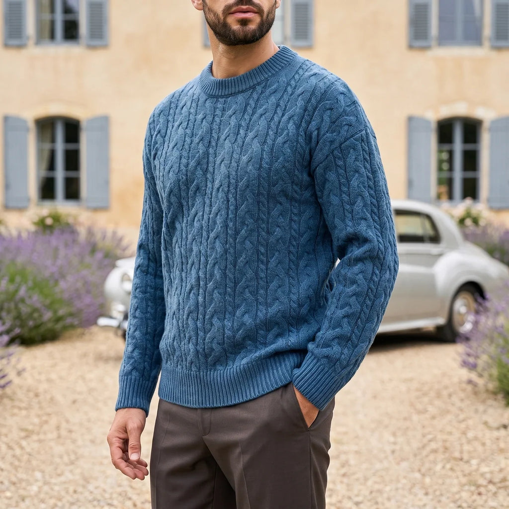 Harrison | Cosy Cable Knit Crew Neck Mens Knit Jumper