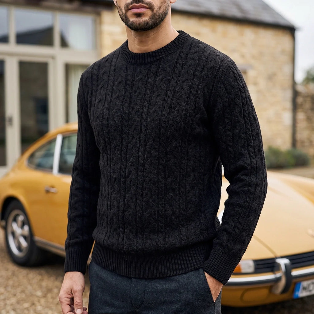Harrison | Cosy Cable Knit Crew Neck Mens Knit Jumper