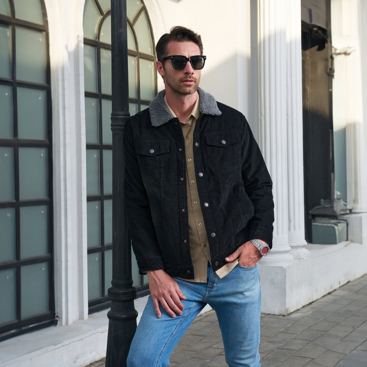 Harrison | Ribbed Mens Sherpa Jacket