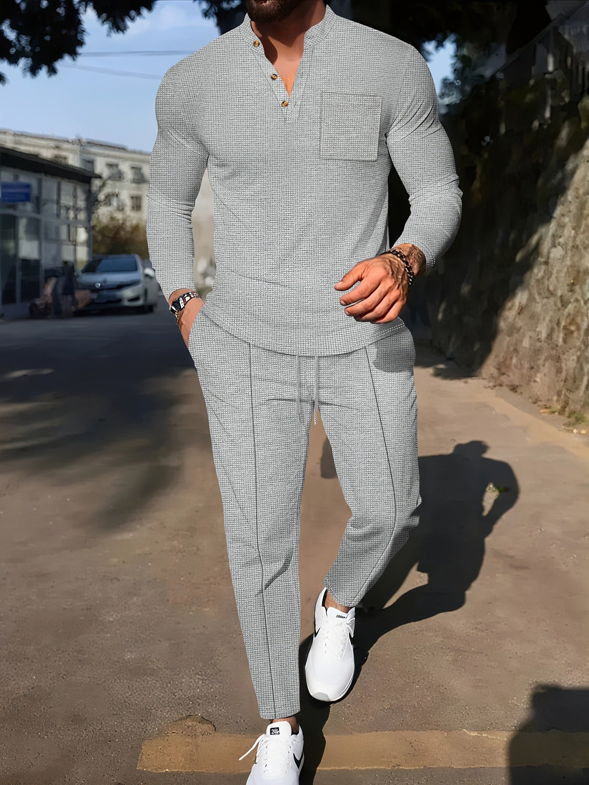 Harry | Elegant Textured Two Piece Tracksuit Set