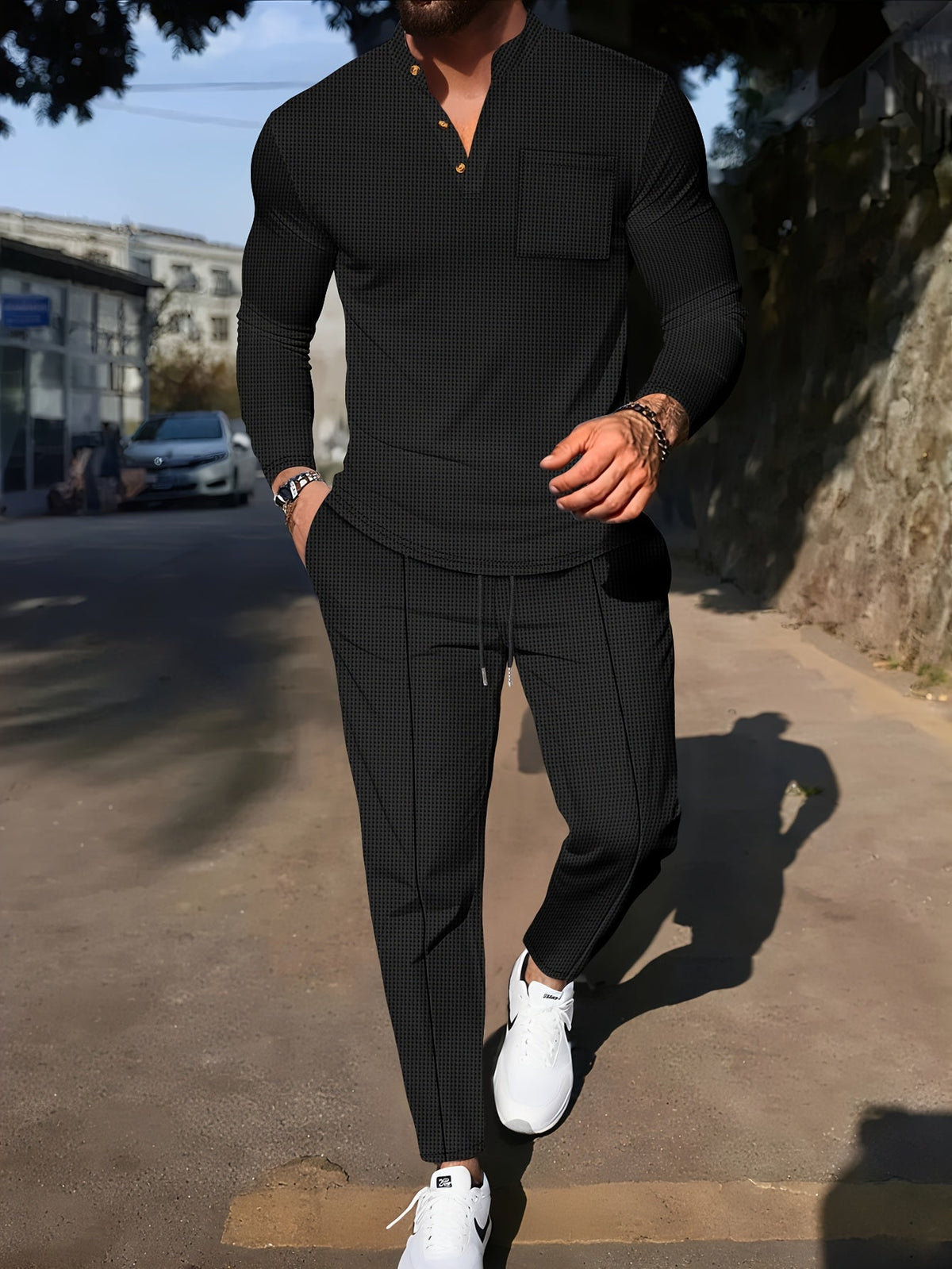 Harry | Elegant Textured Two Piece Tracksuit Set