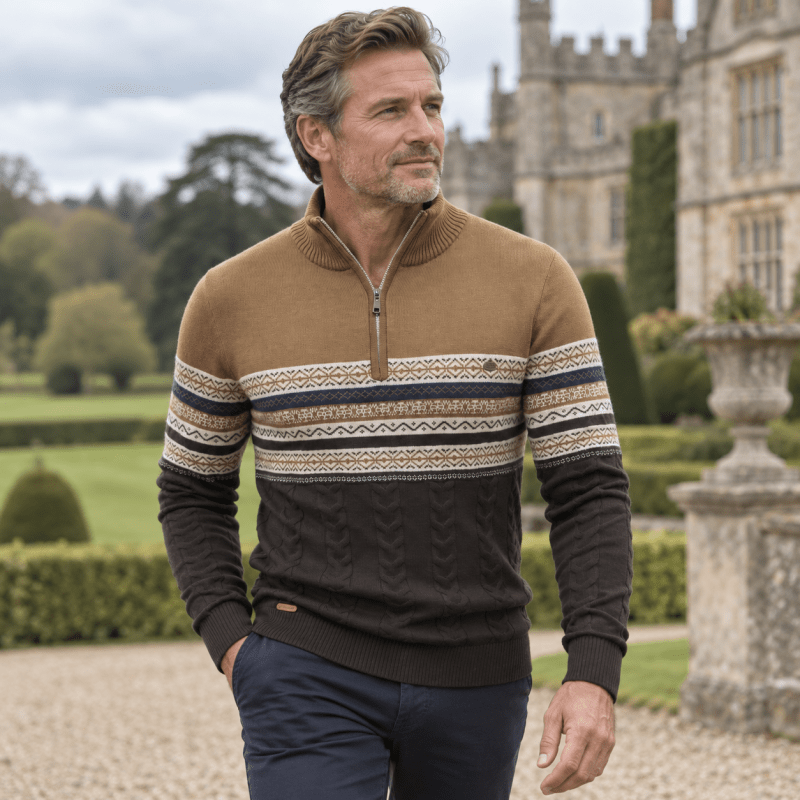 Harry | Fair Isle Half-Zip Mens Christmas Jumper