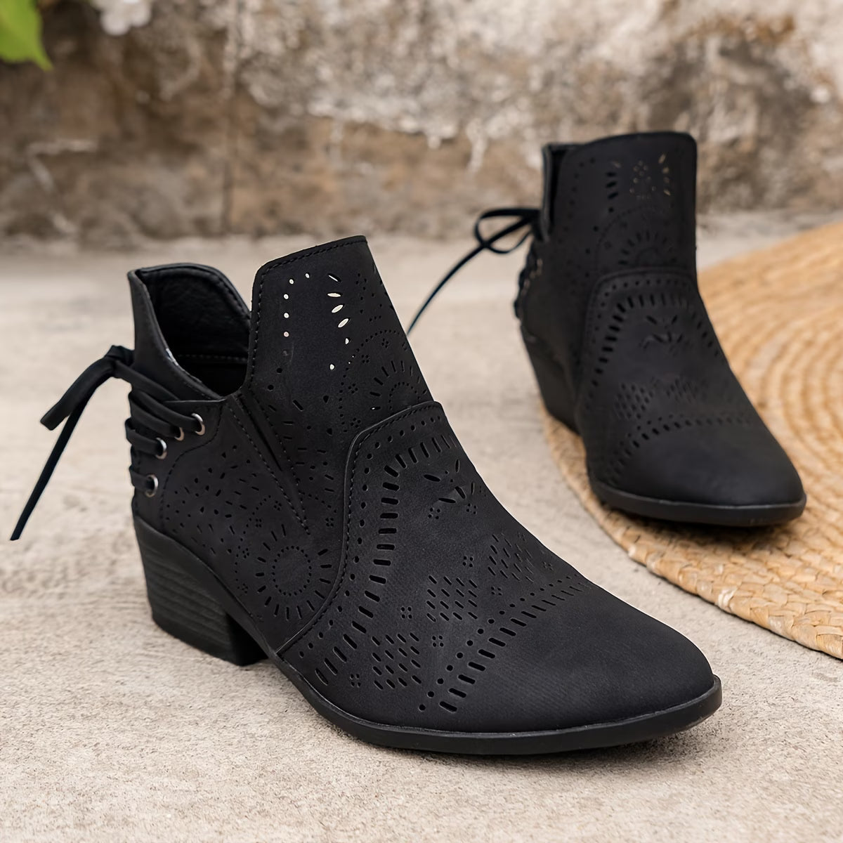 Hazel | Graceful Cutout Lace-Up Womens Boots