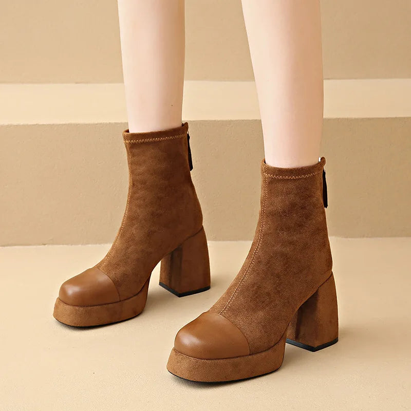 Hazel | Refined Platform Chunky Heel Womens Boots