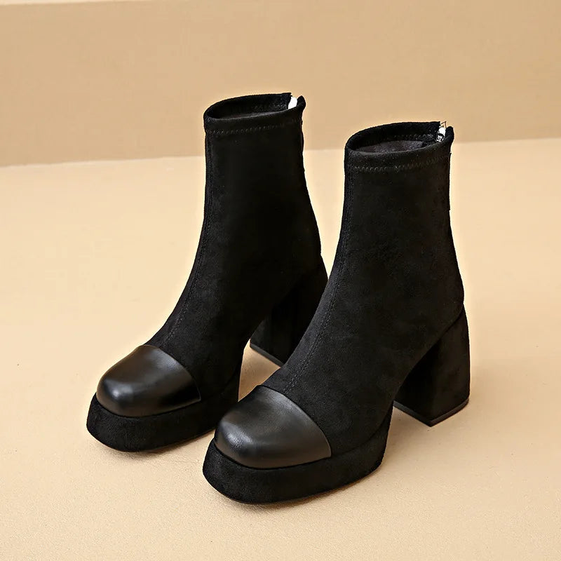 Hazel | Refined Platform Chunky Heel Womens Boots