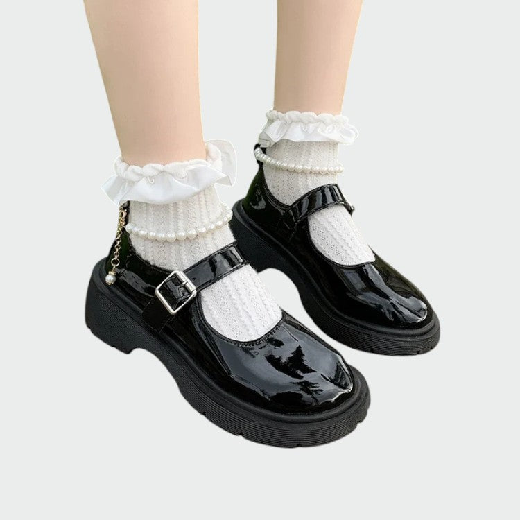Hazel | Sophisticated Glossy Platform Mary Jane Shoes