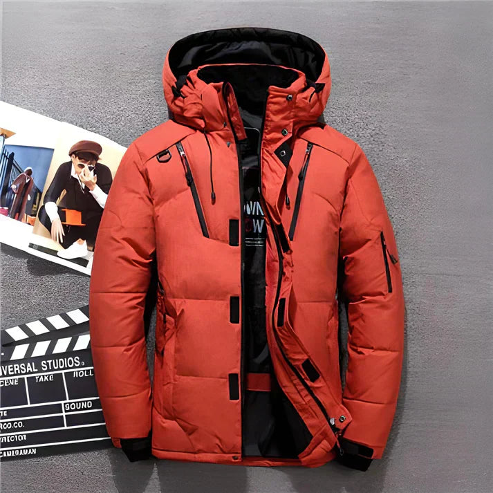 Henry | Polished Padded Mens Parka Jacket with Detachable Hood