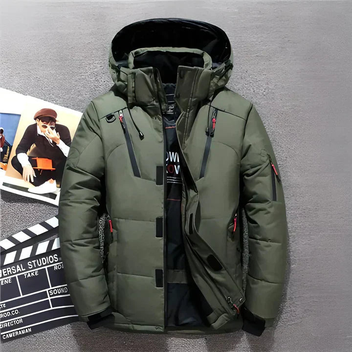 Henry | Polished Padded Mens Parka Jacket with Detachable Hood