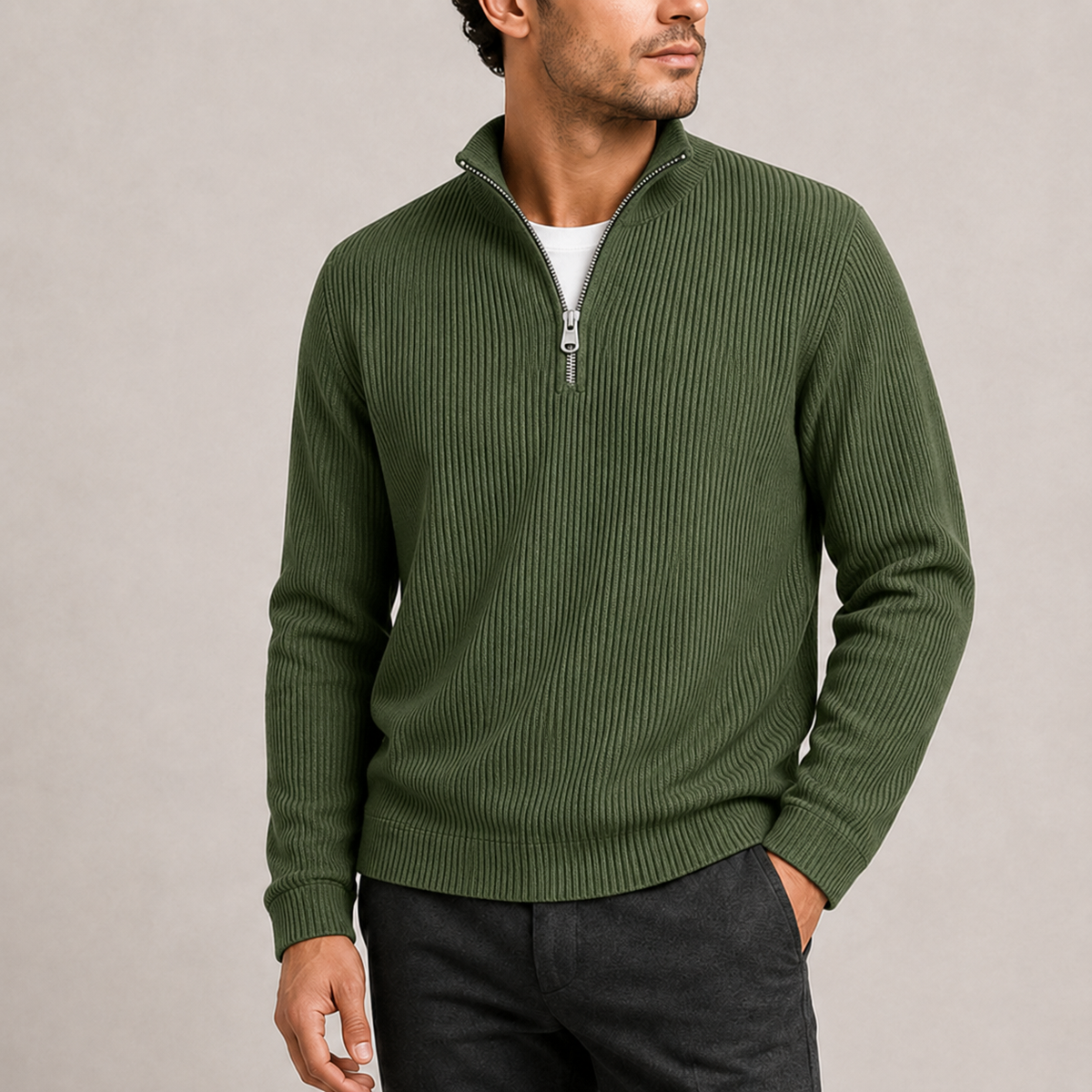 Henry | Timeless Ribbed Quarter-Zip Mens Knit Jumper