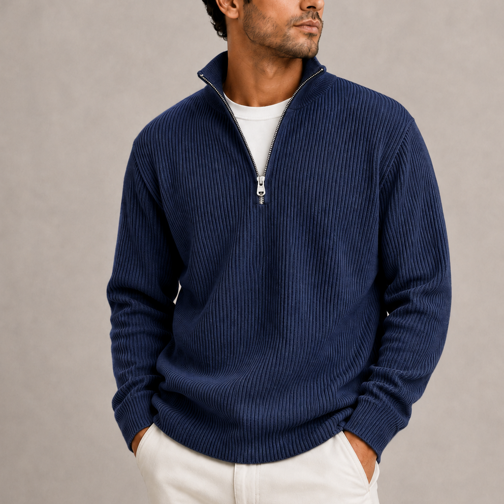 Henry | Timeless Ribbed Quarter-Zip Mens Knit Jumper