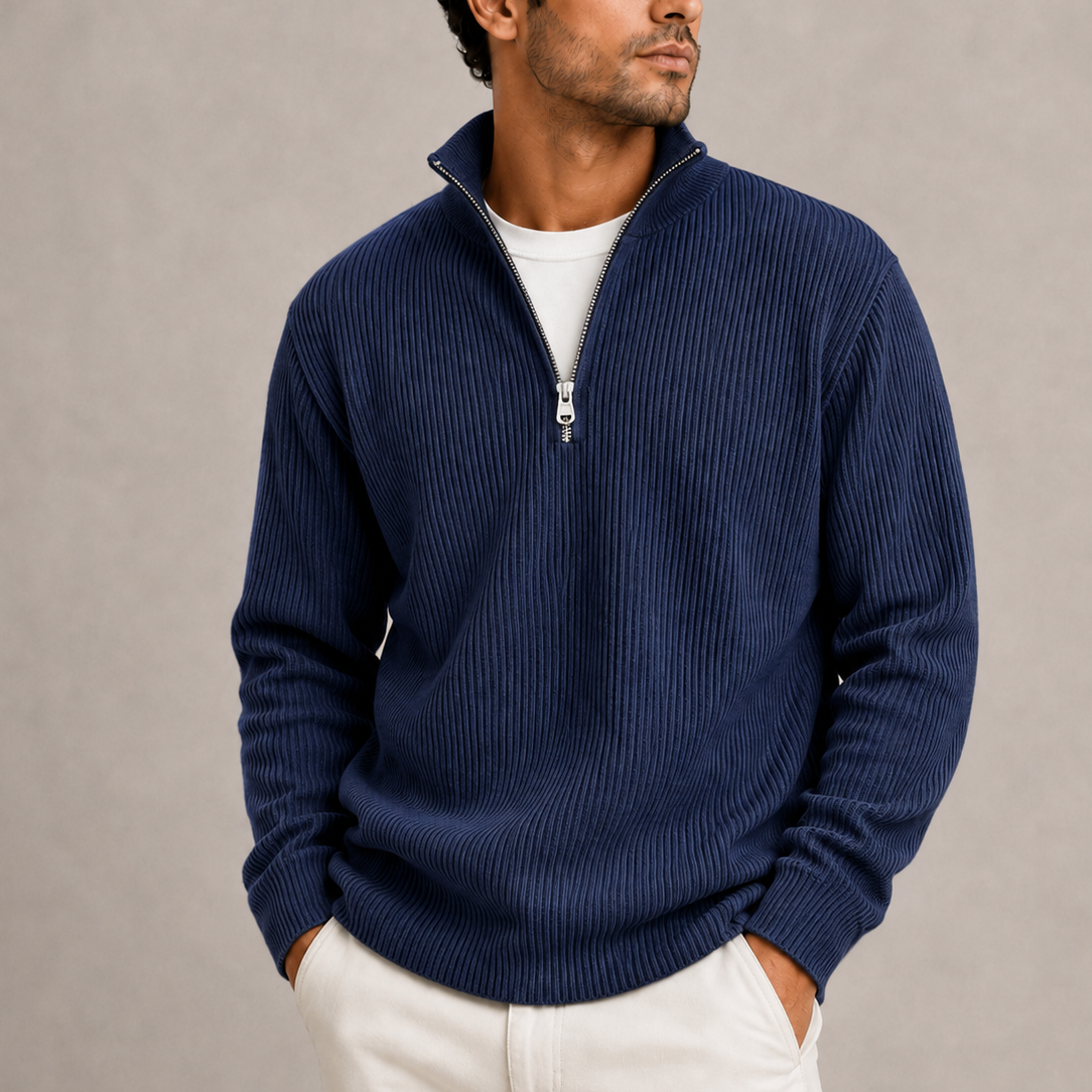Henry | Timeless Ribbed Quarter-Zip Mens Knit Jumper