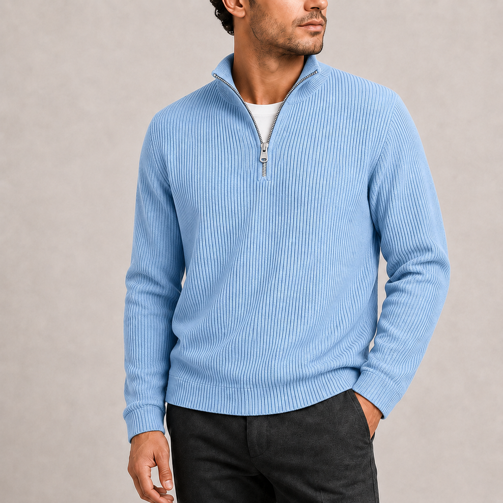 Henry | Timeless Ribbed Quarter-Zip Mens Knit Jumper