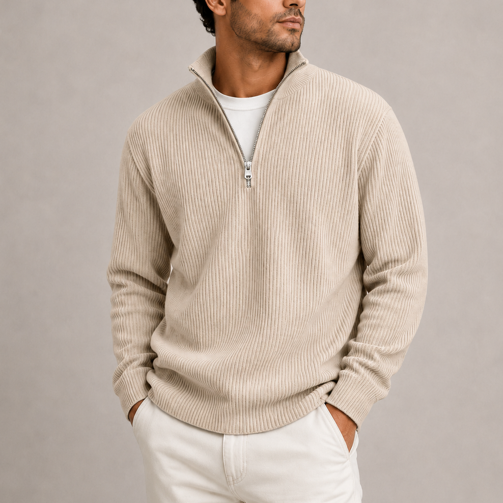 Henry | Timeless Ribbed Quarter-Zip Mens Knit Jumper
