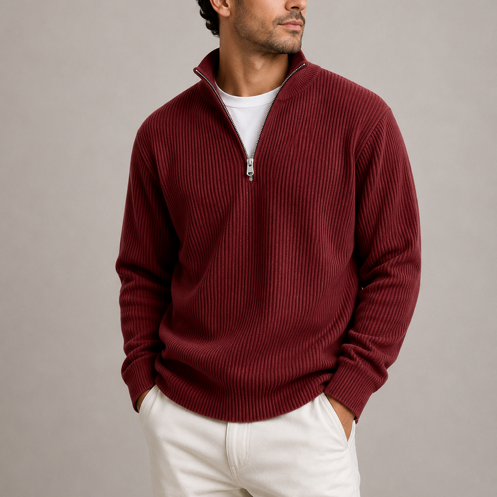 Henry | Timeless Ribbed Quarter-Zip Mens Knit Jumper
