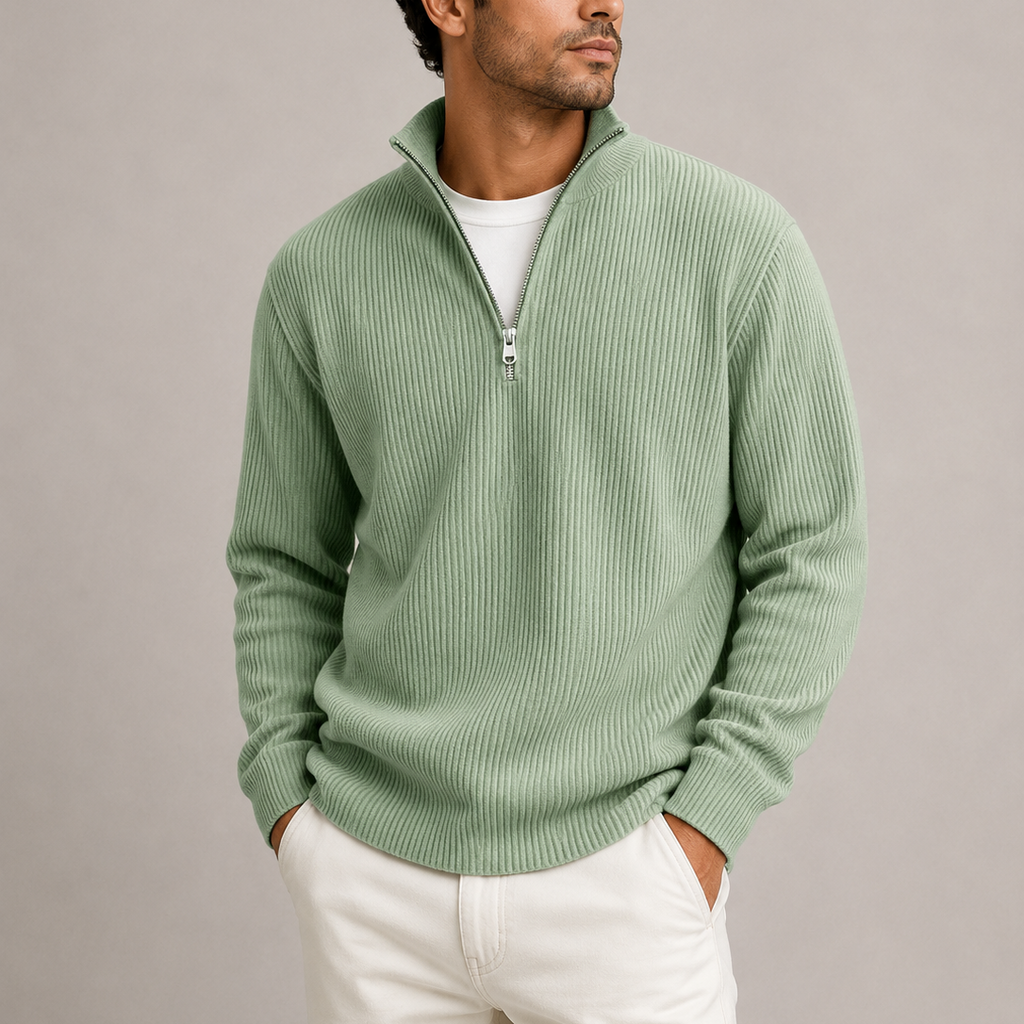 Henry | Timeless Ribbed Quarter-Zip Mens Knit Jumper
