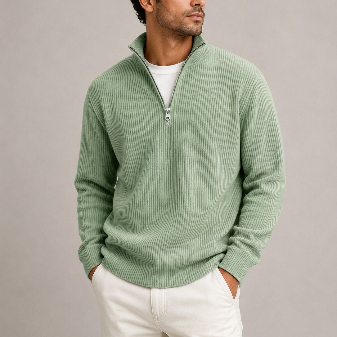 Henry | Timeless Ribbed Quarter-Zip Mens Knit Jumper