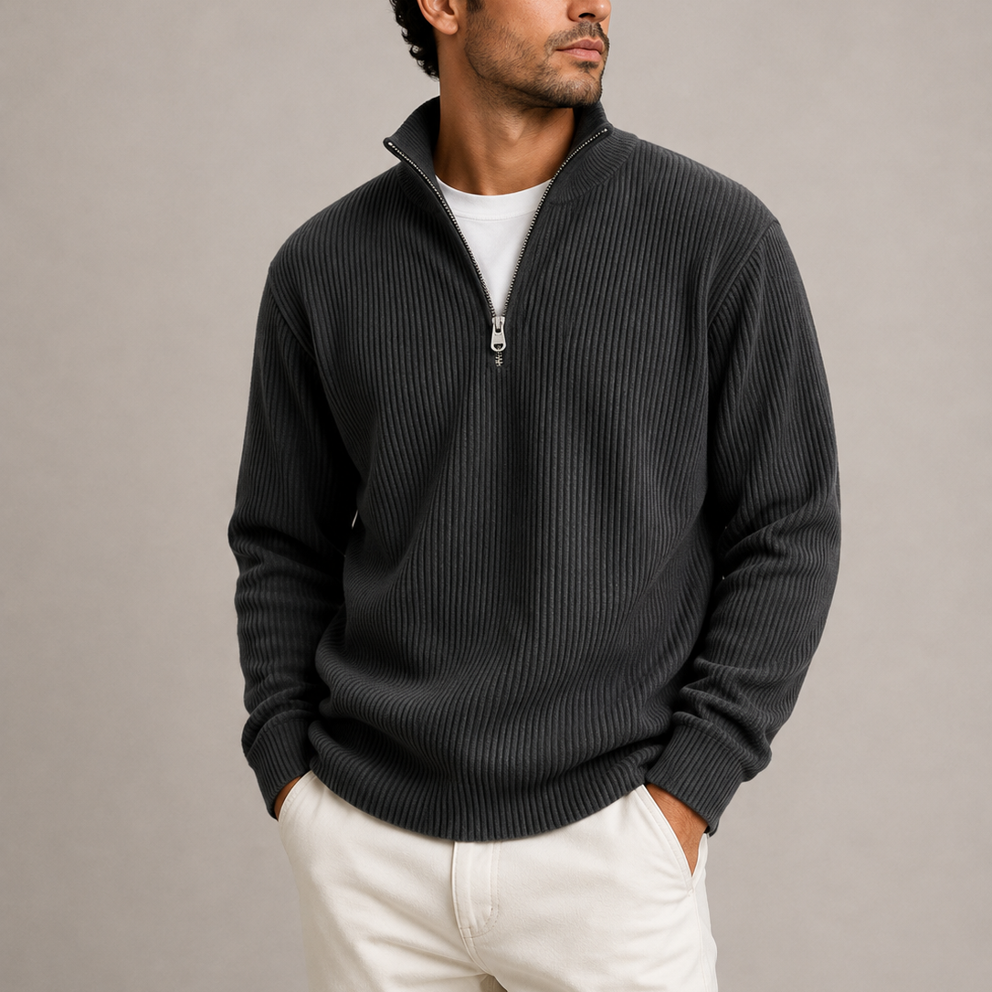Henry | Timeless Ribbed Quarter-Zip Mens Knit Jumper