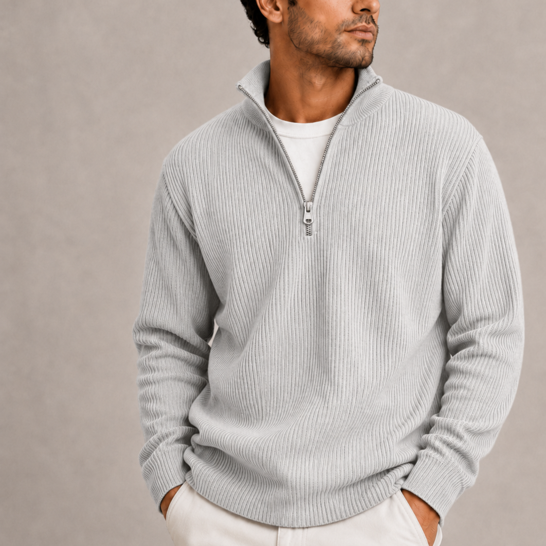 Henry | Timeless Ribbed Quarter-Zip Mens Knit Jumper