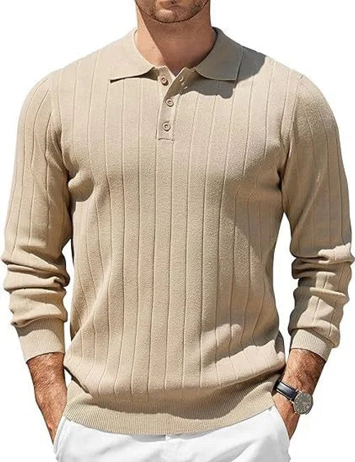 Hudson | Ribbed Long Sleeve Polo Mens Knit Jumper