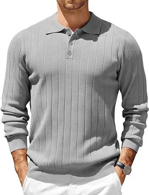 Hudson | Ribbed Long Sleeve Polo Mens Knit Jumper
