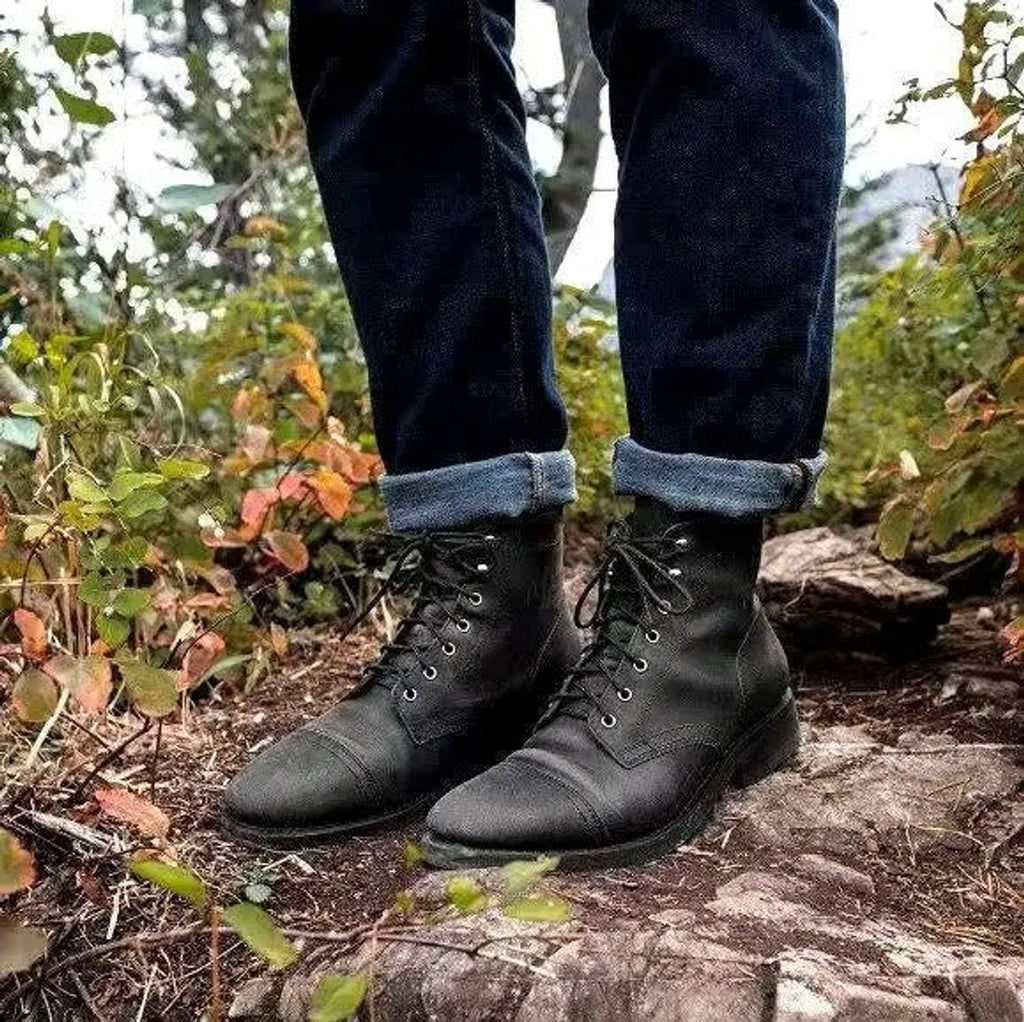 Hugo | Elegant Cap-Toe Lace-Up Mens Boots