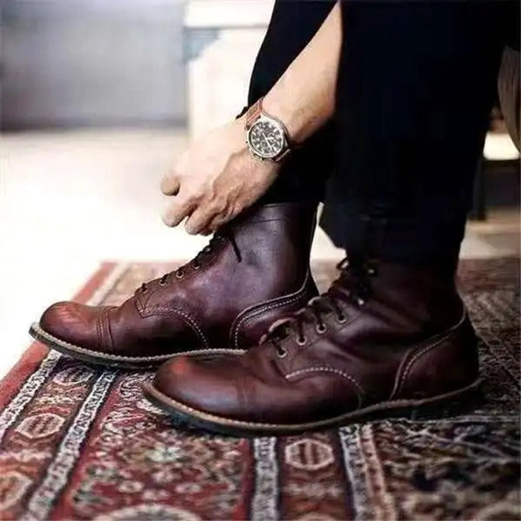Hugo | Elegant Cap-Toe Lace-Up Mens Boots