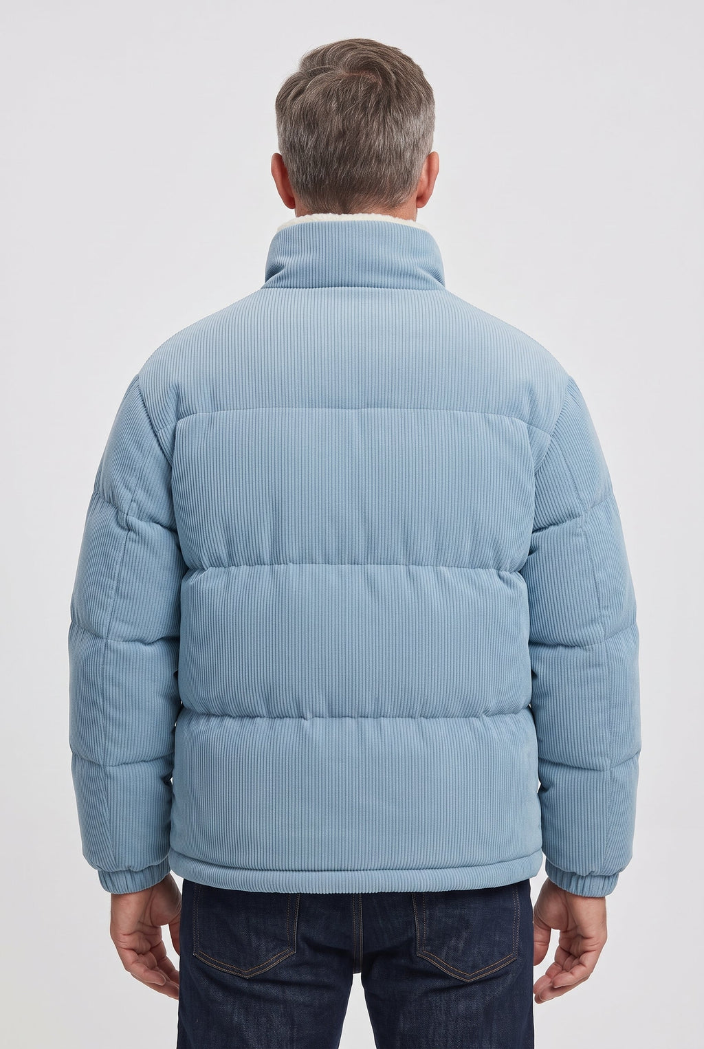 Hugo | Refined Ribbed Mens Puffer Jacket with Sherpa Collar