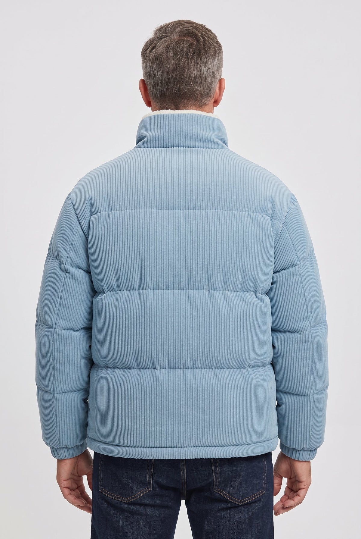 Hugo | Refined Ribbed Mens Puffer Jacket with Sherpa Collar