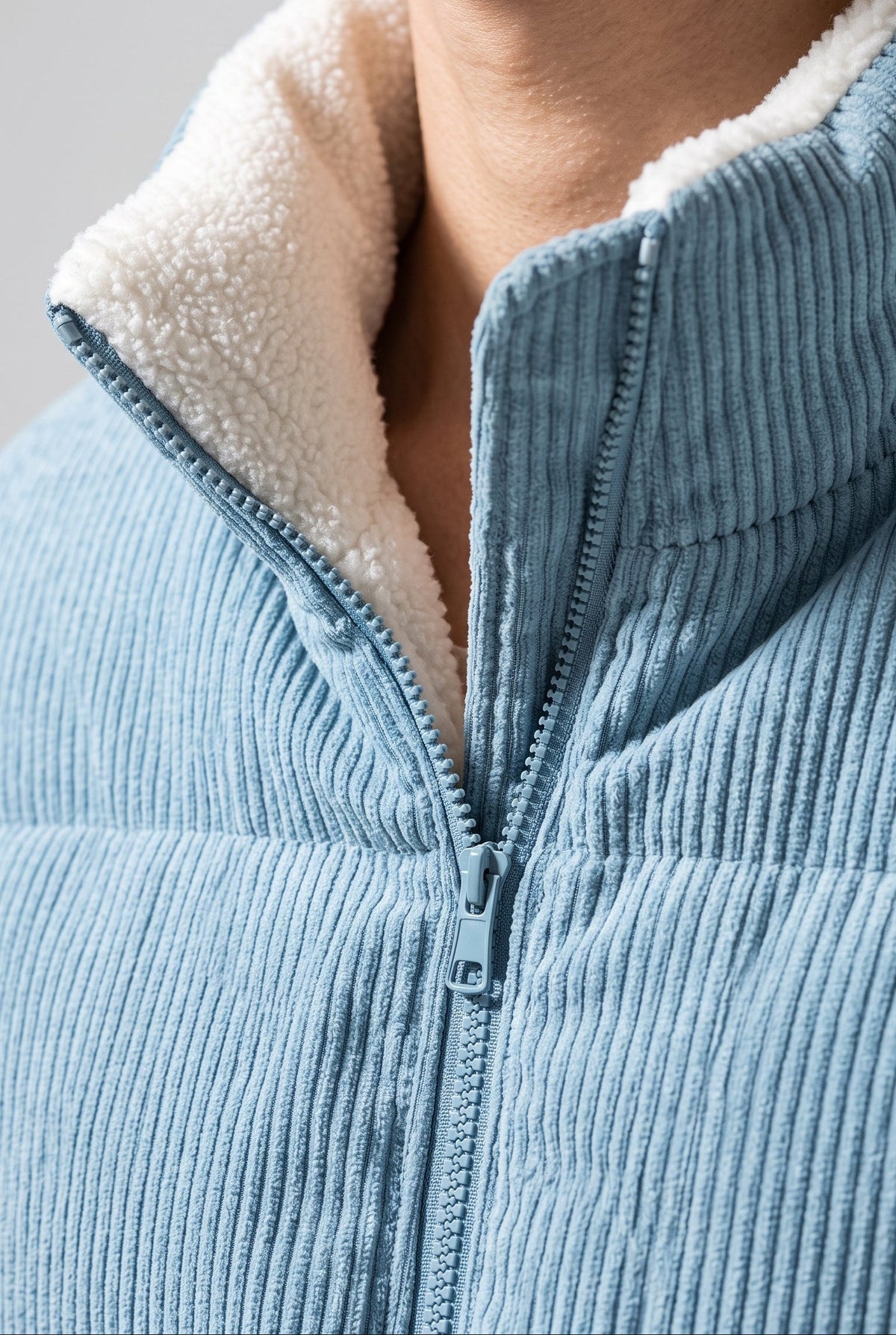 Hugo | Refined Ribbed Mens Puffer Jacket with Sherpa Collar