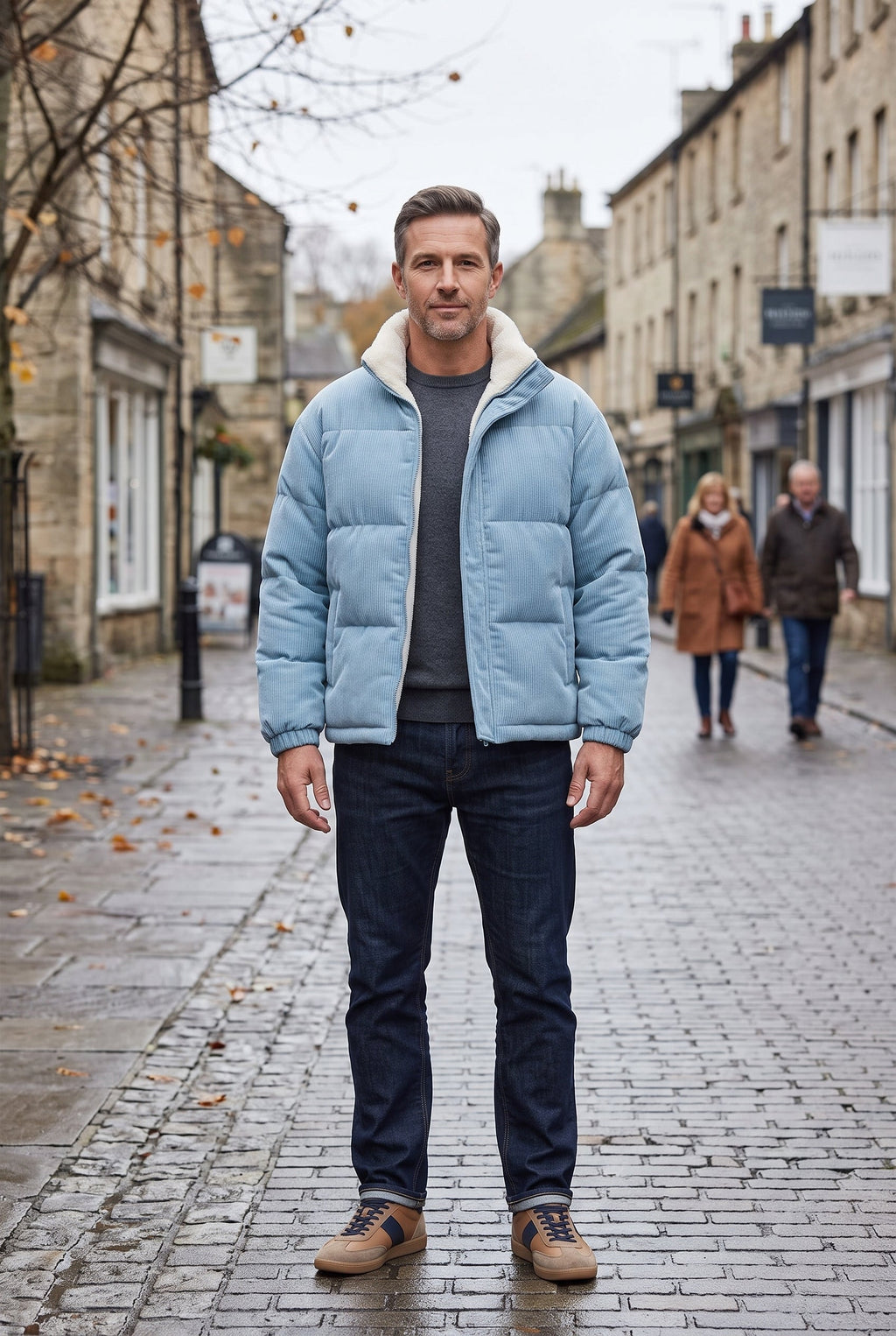 Hugo | Refined Ribbed Mens Puffer Jacket with Sherpa Collar