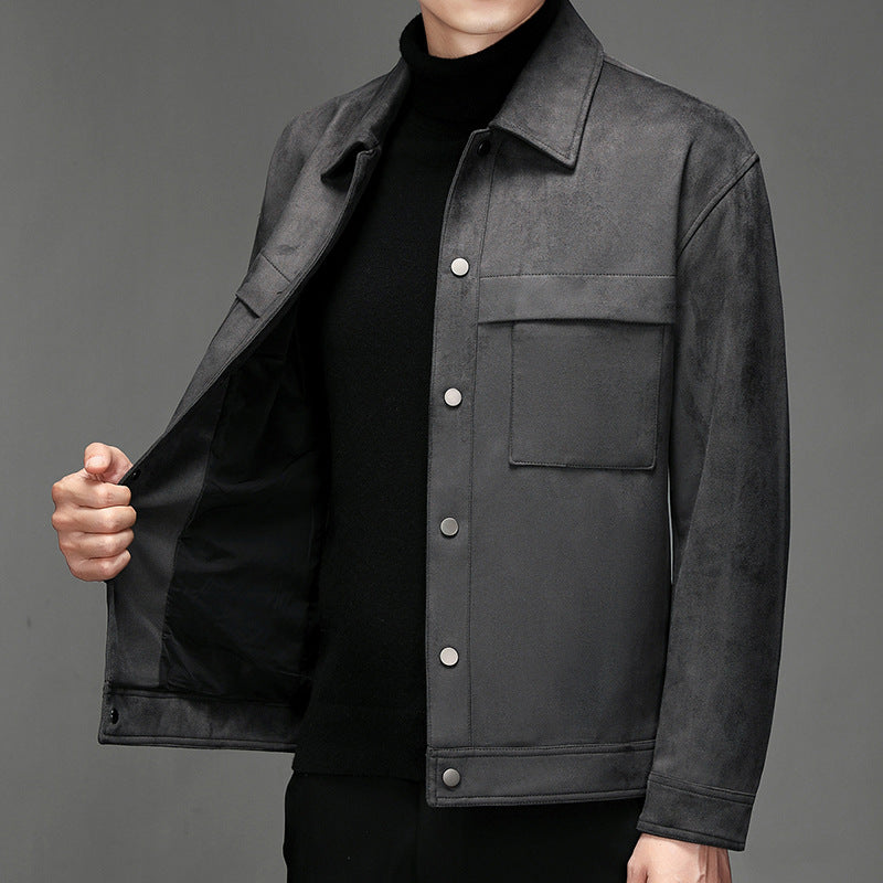 Hunter | Classic Suede Jacket with Point Collar