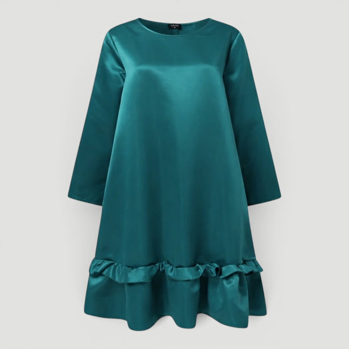 Imogen | Elegant Satin Ruffle Hem Christmas Dress