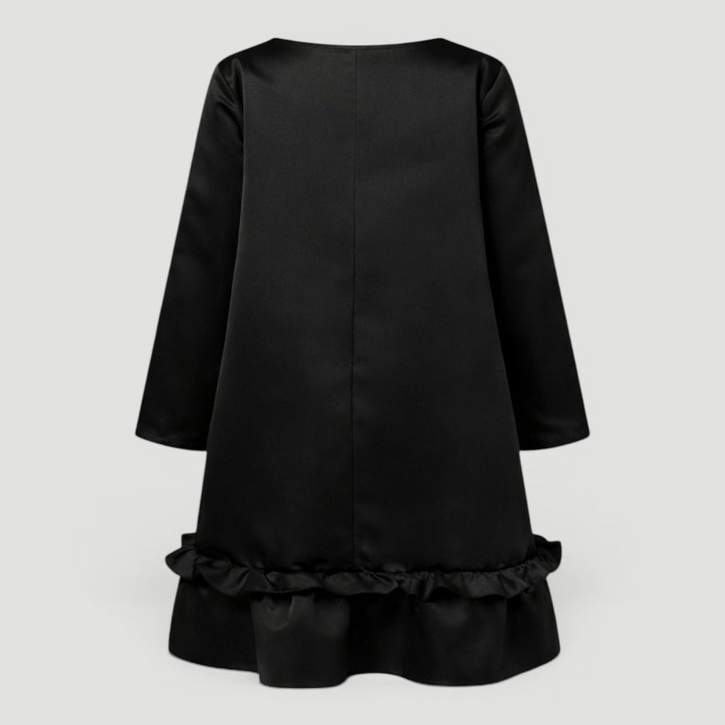 Imogen | Elegant Satin Ruffle Hem Christmas Dress