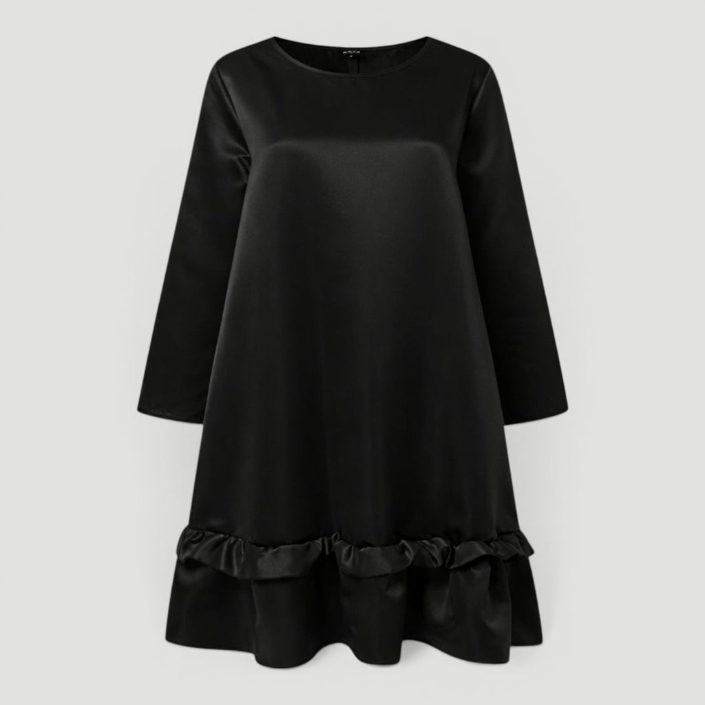 Imogen | Elegant Satin Ruffle Hem Christmas Dress