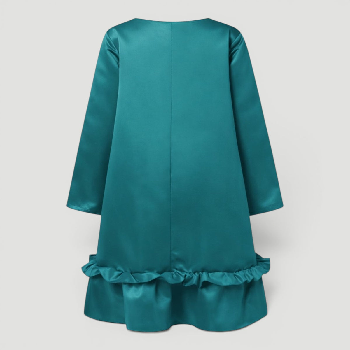 Imogen | Elegant Satin Ruffle Hem Christmas Dress