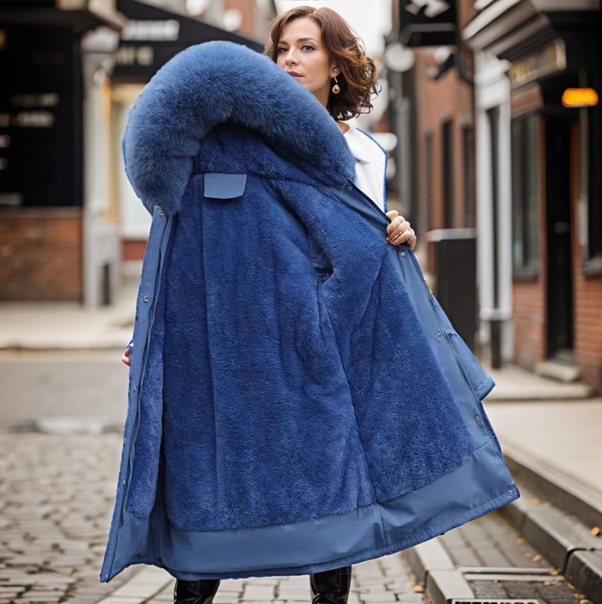 Imogen | Graceful Longline Faux Fur Coat with Hooded Parka Style
