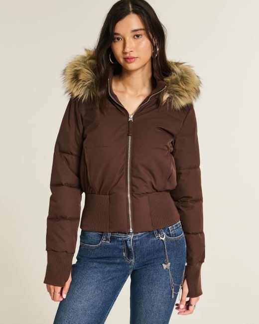 Iris | Classic Faux Fur Coat Cropped Hooded Puffer Jacket