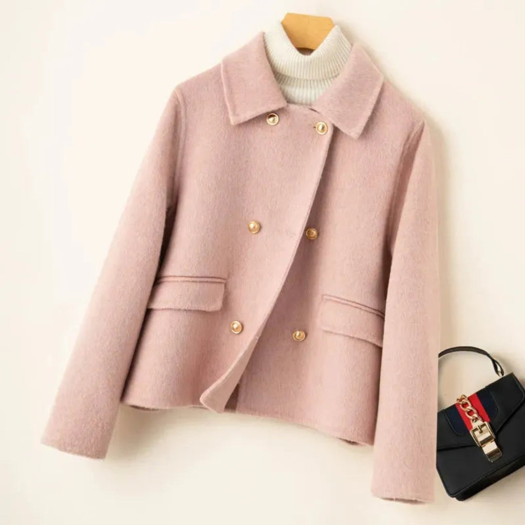 Iris | Cosy Double-Breasted Wool Coat with Doll Collar