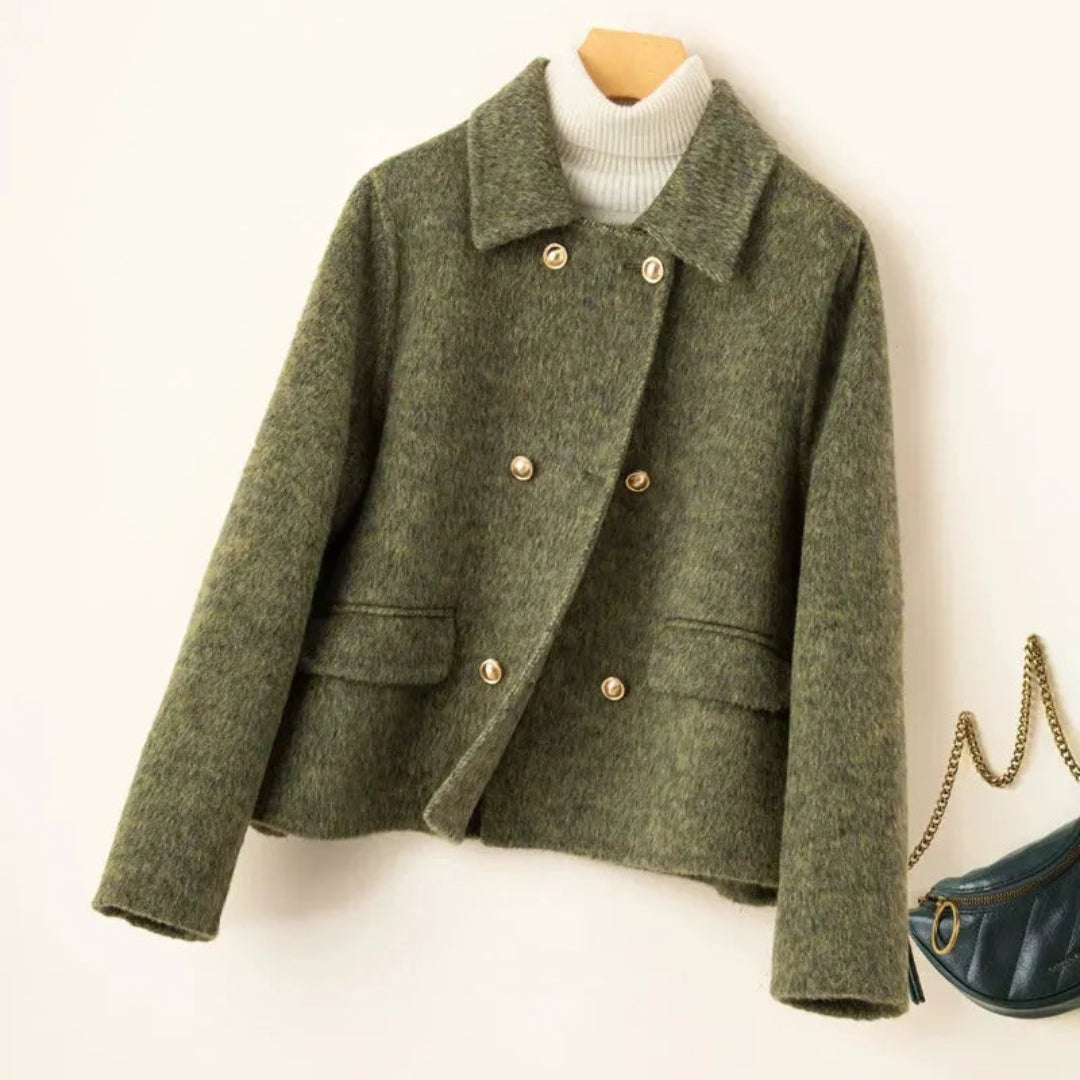 Iris | Cosy Double-Breasted Wool Coat with Doll Collar