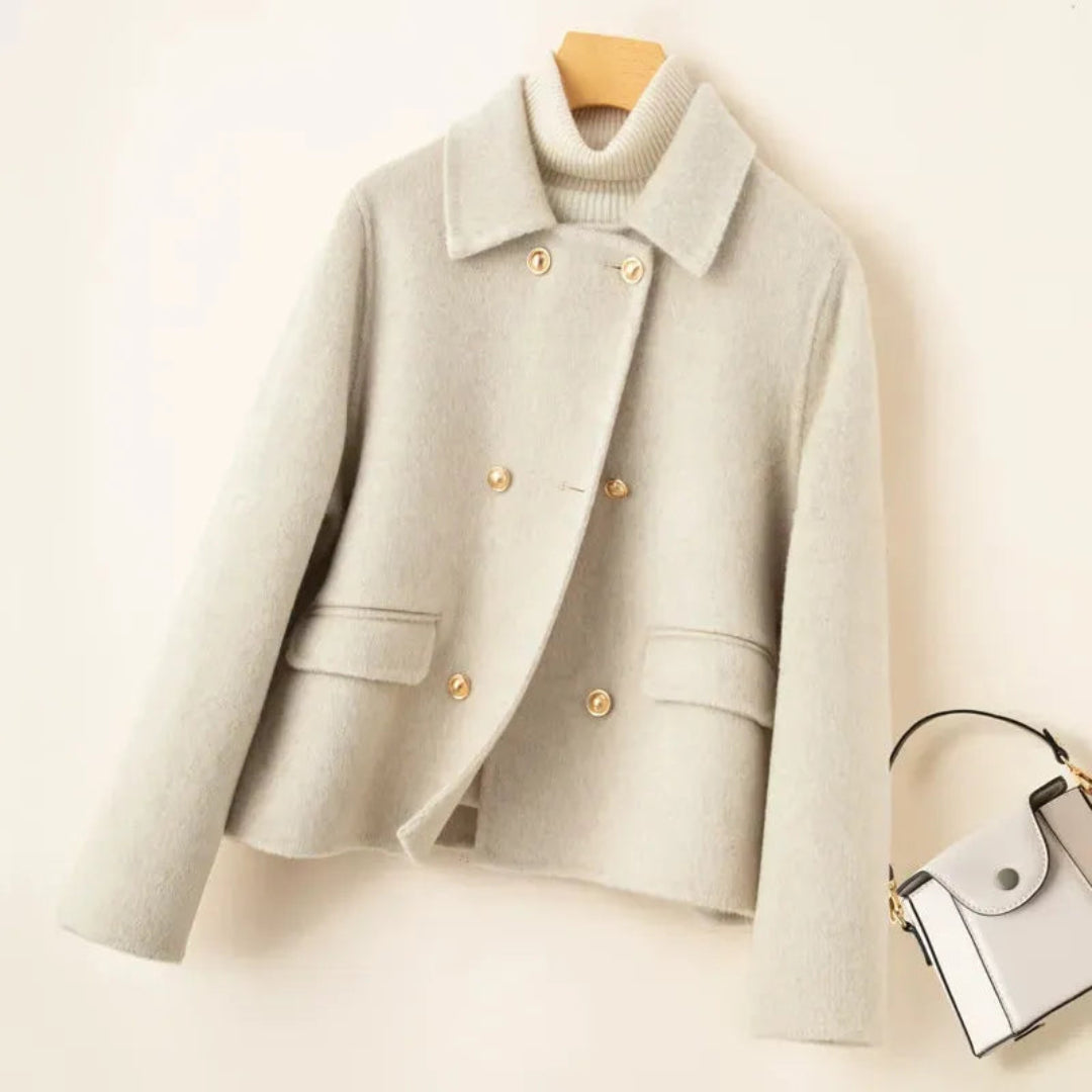 Iris | Cosy Double-Breasted Wool Coat with Doll Collar